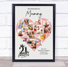 Photo Collage 21st Birthday Gift For Mummy 16-Photo Pink Heart Print Or Canvas
