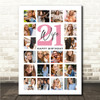 Photo Collage 21st Birthday Custom Gift For Wife 20-Photo Pink Print Or Canvas