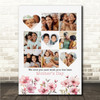 Photo Collage Gift For Mummy Mother's Day 9-Photo Pink Floral Print Canvas