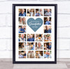 Photo Collage Gift For Grandfather Father's Day 20-Photo Blue Print Or Canvas