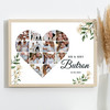 Photo Collage Wedding Custom Gift 14-Photo Heart White Floral Print Or Canvas