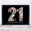 Photo Collage Print Canvas 21st Birthday 13-Photo Birthday Gift For Him 21 Black