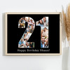 Photo Collage Print Canvas 21st Birthday 13-Photo Birthday Gift For Him 21 Black