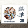 Photo Collage Print Or Canvas 30th Birthday Gift For Grandson 14-Photo Football