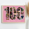 Photo Collage Print 100th Birthday Gift For Her Gift For Her 23-Photo 100 Pink