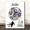 Photo Collage Print Or Canvas 80th Birthday Gift For Brother 14-Photo Football Photo Collage Print Or Canvas 80th Birthday Gift For Brother 14-Photo Football