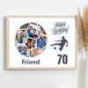 Photo Collage Print Or Canvas 70th Birthday Gift For Friend 14-Photo Football