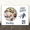 Photo Collage Print Or Canvas 21st Birthday Gift For Daddy 14-Photo Football
