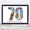 Photo Collage Print Or Canvas 70th Birthday Gift For Her 16-Photo Number 70
