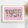 Photo Collage Pink Birthday Gift For Female Friend 24-Photo Year 1965 Print