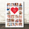 Photo Collage Print Or Canvas Gift For Nan Mother's Day 20-Photo Red Heart