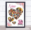 Photo Collage Print Or Canvas 30th Birthday Gift For Niece 19-Photo Floral