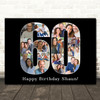 Photo Collage 60th Birthday 18-Photo Birthday Gift For Him 60 Black Print Canvas