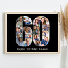 Photo Collage 60th Birthday 18-Photo Birthday Gift For Him 60 Black Print Canvas