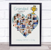 Photo Collage Gift For Grandad Father's Day 16-Photo Blue No.1 Dad Print Canvas