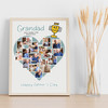 Photo Collage Gift For Grandad Father's Day 16-Photo Blue No.1 Dad Print Canvas