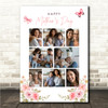Photo Collage Gift For Mummy Mother's Day 8-Photo Pink Butterflies Print Canvas