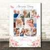 Photo Collage Gift For Nanny Mother's Day 8-Photo Pink Butterflies Print Canvas