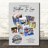 Photo Collage 100th Birthday Gift For Brother-In-Law 7-Photo Grey Print Canvas