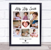 Photo Collage Kids Memorial Gift For Anyone 9-Photo Black Floral Print Or Canvas