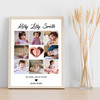 Photo Collage Kids Memorial Gift For Anyone 9-Photo Black Floral Print Or Canvas