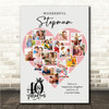 Photo Collage 40th Birthday Gift For Stepmum 16-Photo Pink Heart Print Or Canvas