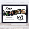 Photo Collage 100th Birthday Gift For Sister 4-Photo Camera Film Print Or Canvas