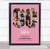 Photo Collage 90th Birthday Custom Gift For Her 16-Photo 90 Pink Print Or Canvas
