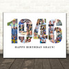 Photo Collage White Photo Birthday Custom Gift For Him Year 1946 Print Or Canvas