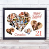 Photo Collage 21st Birthday Gift For Cousin 20-Photo Hearts Pink Print Or Canvas