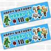 Personalised Party Banner For Kids Birthday Minecraft Blue Any Age