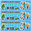 Personalised Party Banner For Kids Birthday Minecraft Blue Any Age