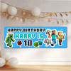 Personalised Party Banner For Kids Birthday Minecraft Blue Any Age