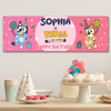 Personalised Party Banner For Kids Birthday Pink Girls Bluey Any Age