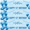 Personalised Party Banner For 13th Birthday Boys Blue Balloon Star