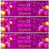 Personalised Party Banner For 13th Birthday Female Pink Gold Balloons