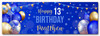 Personalised Party Banner For 13th Birthday Male Blue Gold Balloons