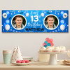 Personalised Party Banner For 13th Birthday With Photo Male Blue Balloons