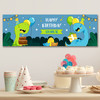 Personalised Party Banner For Birthday Boys Dinosaur Blue Kids