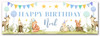 Personalised Party Banner For Birthday Male Woodland Animals