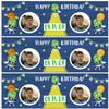 Personalised Party Banner For Birthday Photo Boys Aliens Ufo Space Blue Kids