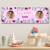 Personalised Party Banner For Birthday With Photo Beauty Lipstick Make Up Purple