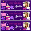 Personalised Party Banner For Birthday With Photo Girls Sleepover Purple Kids