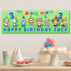 Personalised Party Banner For Kids Birthday Boys Cute Football Animals Any Age