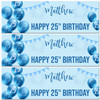 Personalised Party Banner For 25th Birthday Male Blue Balloon Star