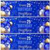 Personalised Party Banner For 25th Birthday Male Blue Gold Balloons