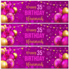 Personalised Party Banner For 35th Birthday Female Pink Gold Balloons