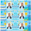 Personalised Party Banner For 35th Birthday With Photo Male Blue Cake Gift