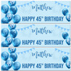 Personalised Party Banner For 45th Birthday Male Blue Balloon Star