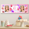Personalised Party Banner For 45th Birthday With Photo Female Pink Cake